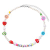 Bohemian Colorful Acrylic Soft Clay Bead Pearl Fruit Choker Pendant Chain Necklace for Women Wedding Party Jewelry Gift