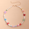 Bohemian Colorful Acrylic Soft Clay Bead Pearl Fruit Choker Pendant Chain Necklace for Women Wedding Party Jewelry Gift