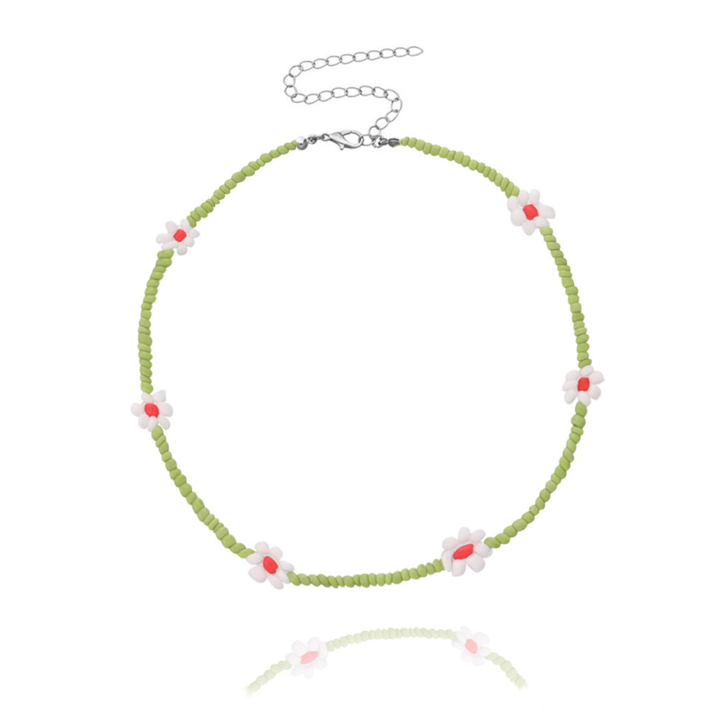 Bohemian Colorful Beaded Chain white daisy Necklace Cute Daisy Flower Choker Collar Women Choker Necklace Summer Beach Jewelry