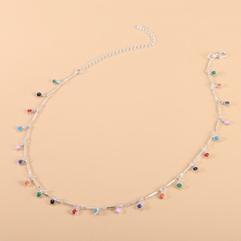 Bohemian Colorful Beaded Necklace for Women Charms Tassel Clavicle Chain Chockers Handmade Party Jewelry Collares