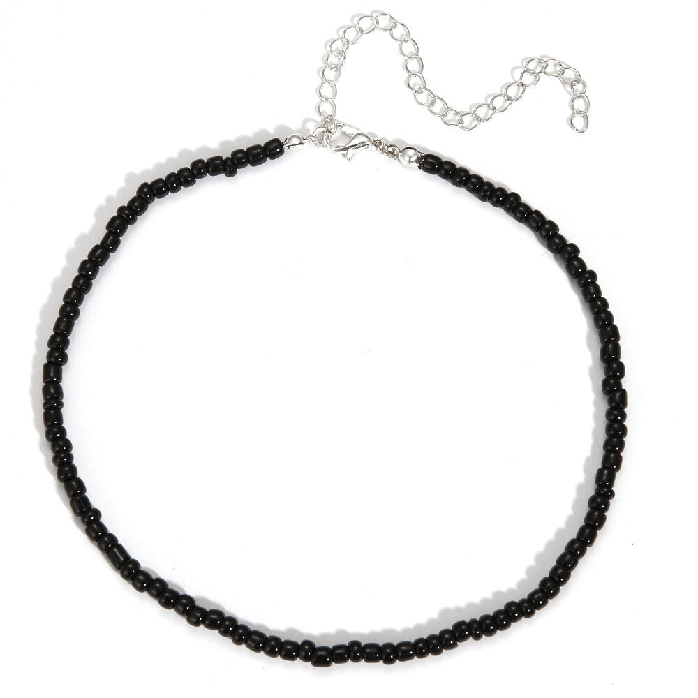 Bohemian Colorful Seed Bead Flower Choker Necklace Statement Short Collar Clavicle Chain Necklace for Women Jewelry