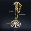 Bohemian Colorful Turkey Eyes Stainless Steel Tree of Life Chain Necklace Gold Color Necklaces jewlery arbre de vie N5210S04