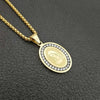 Bohemian Crystal Inlaid Virgin Mary Pattern Oval Pendant Women's Necklace Metal Religious Amulet Accessories Party Jewelry