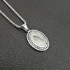 Bohemian Crystal Inlaid Virgin Mary Pattern Oval Pendant Women's Necklace Metal Religious Amulet Accessories Party Jewelry