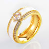 Bohemian Crystal Zircon Inlaid Round Women's Ring Couple Jewelry Metal Accessories Engagement Wedding Jewelry Gift