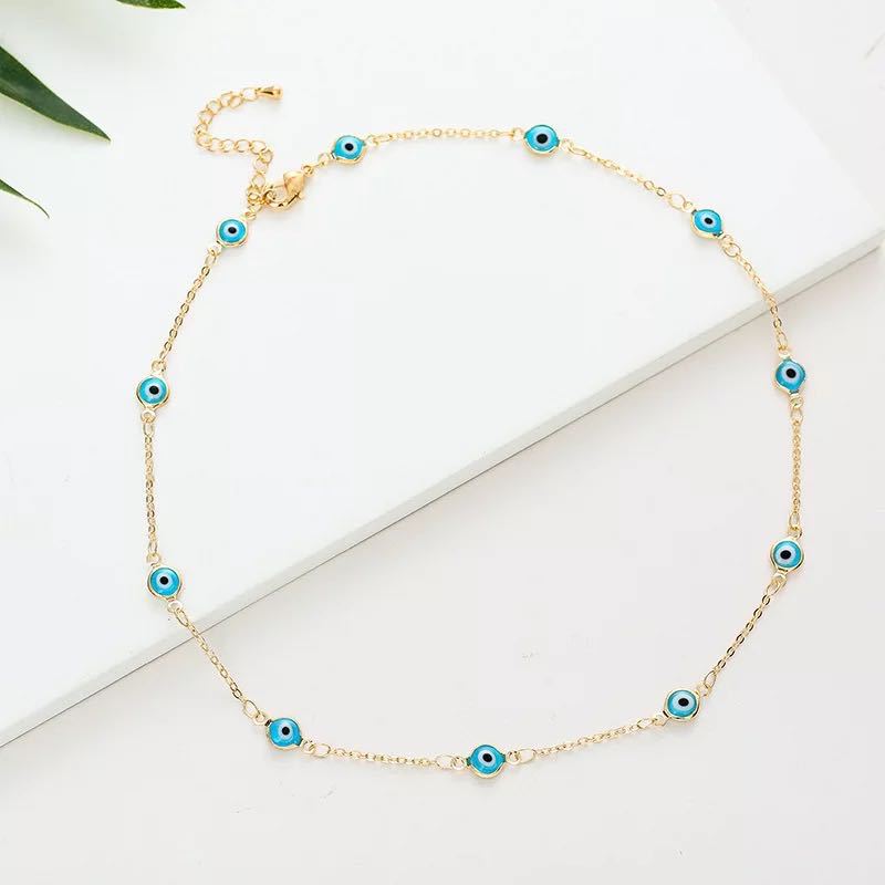 Bohemian Demon Evil Eye Necklace for Women Retro Jewelry Accessories Gold Chain Necklace