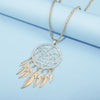 Bohemian Ethnic Feather Style Stainless Steel Dreamcatcher Necklace For Women Indian Mandala Lotus Sweater Necklace Jewelry 2021