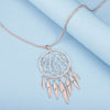 Bohemian Ethnic Feather Style Stainless Steel Dreamcatcher Necklace For Women Indian Mandala Lotus Sweater Necklace Jewelry 2021
