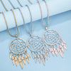Bohemian Ethnic Feather Style Stainless Steel Dreamcatcher Necklace For Women Indian Mandala Lotus Sweater Necklace Jewelry 2021
