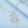 Bohemian Ethnic Feather Style Stainless Steel Dreamcatcher Necklace For Women Indian Mandala Lotus Sweater Necklace Jewelry 2021