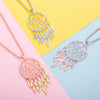 Bohemian Ethnic Feather Style Stainless Steel Dreamcatcher Necklace For Women Indian Mandala Lotus Sweater Necklace Jewelry 2021