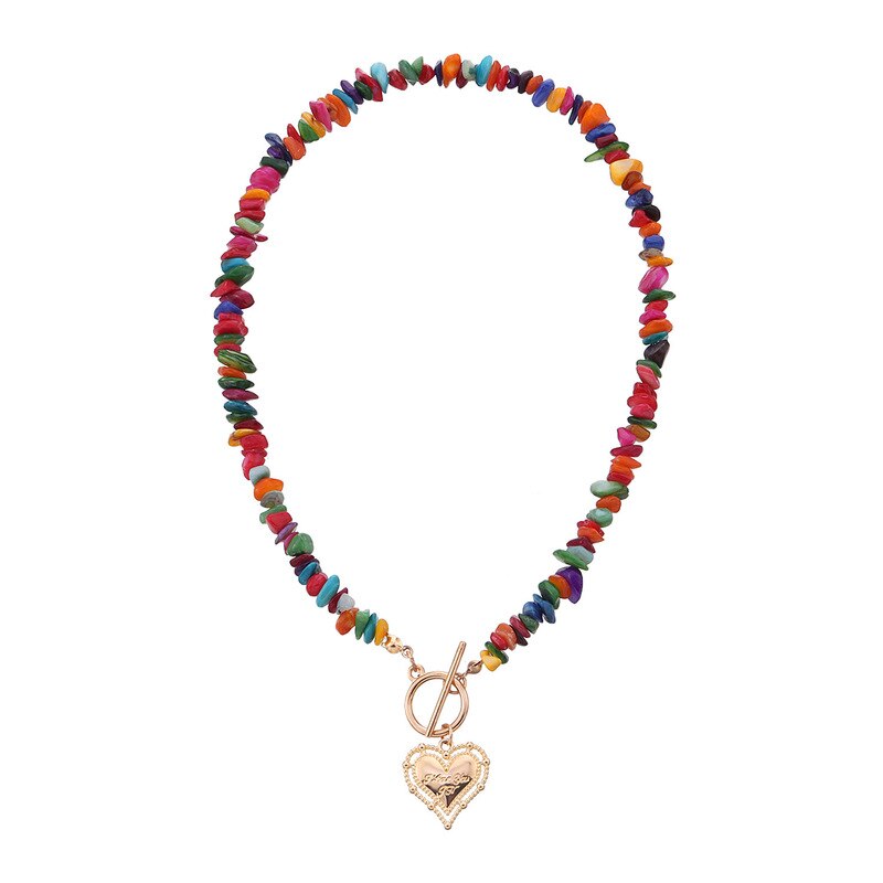 Bohemian Ethnic Irregular Natural Stone heart Choker Handmade Pendant Necklace for Women Wedding Party Jewelry Gift