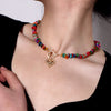 Bohemian Ethnic Irregular Natural Stone heart Choker Handmade Pendant Necklace for Women Wedding Party Jewelry Gift