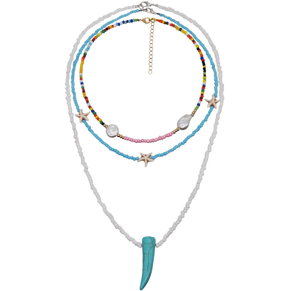 Bohemian Exquisite Colorful Acrylic Seed Beads Strand Necklace Women Irregular Imitation Pearl Choker Jewelry Accessories 1 Gift