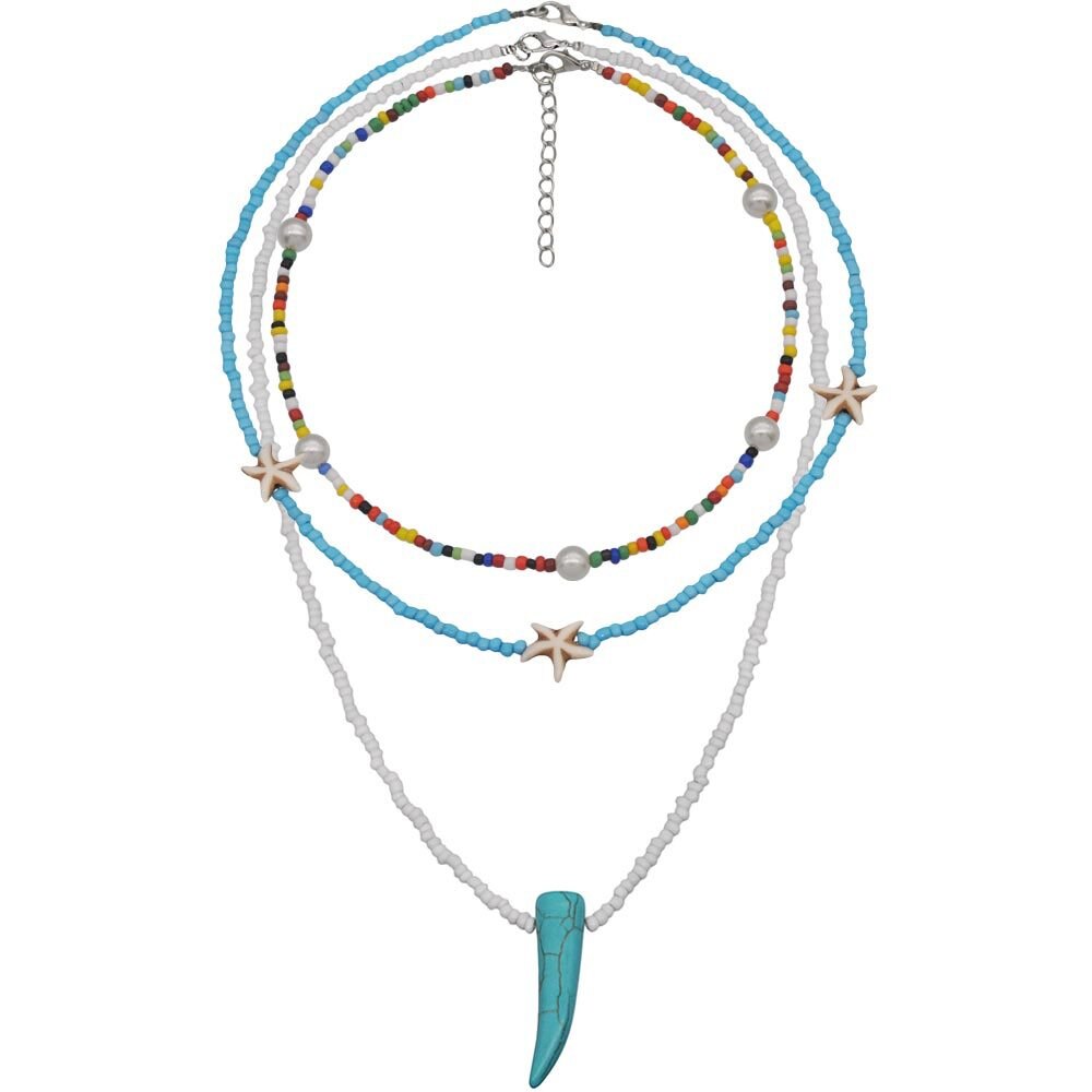 Bohemian Exquisite Colorful Acrylic Seed Beads Strand Necklace Women Irregular Imitation Pearl Choker Jewelry Accessories 1 Gift