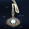 Bohemian Flower of Life Moonstone Stainless Steel Necklace Women Gold Color Necklaces Jewelry collares etnicos bohemios N4451S04