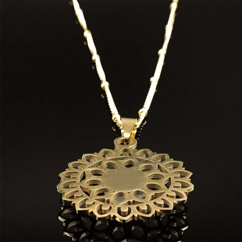 Bohemian Flower of Life Moonstone Stainless Steel Necklace Women Gold Color Necklaces Jewelry collares etnicos bohemios N4451S04