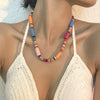 Bohemian Geometric Wood Beads Clavicle Chain Beaded Necklaces for Women Short 2021 Jewelry Necklace Female Accessories