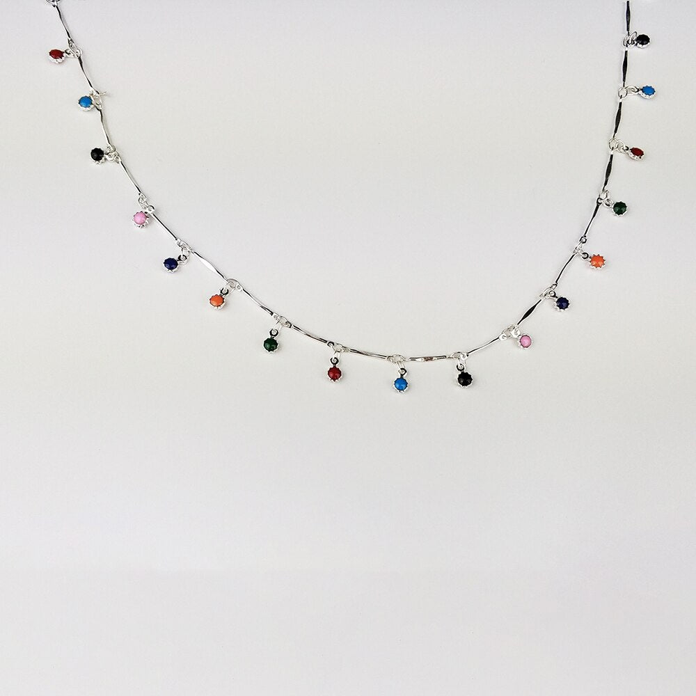 Bohemian Gold Necklace Pendant for Women Charm Colorful Stone Chain Neck Chockers Necklace Handmade Party Collares Jewelry