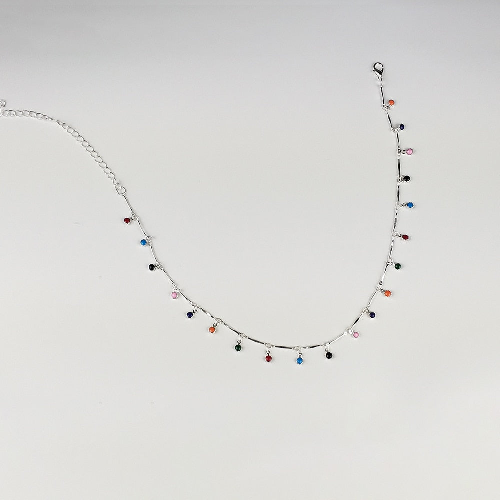 Bohemian Gold Necklace Pendant for Women Charm Colorful Stone Chain Neck Chockers Necklace Handmade Party Collares Jewelry