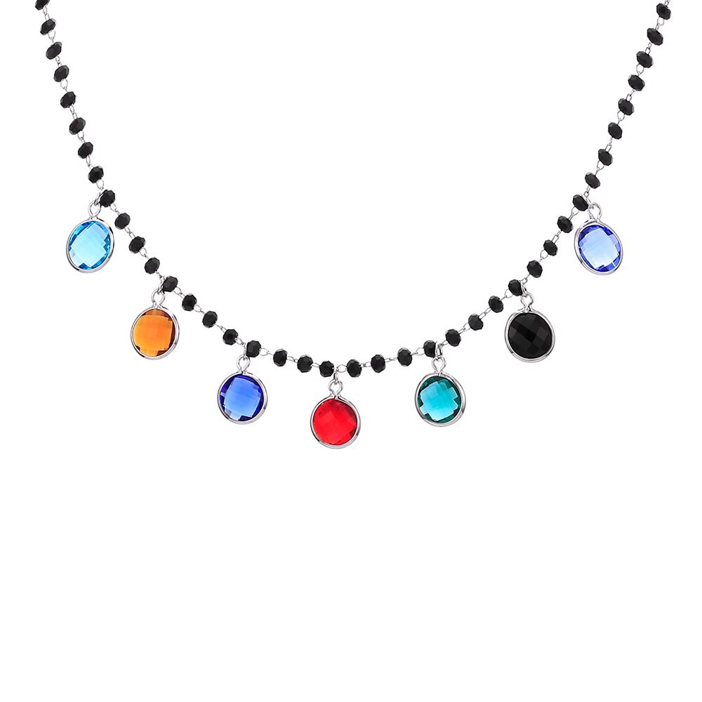 Bohemian Gold Silvery Necklace for Women Charming Colorful Handmade Stone Chain Chockers For Girl Trendy Jewelry Gift