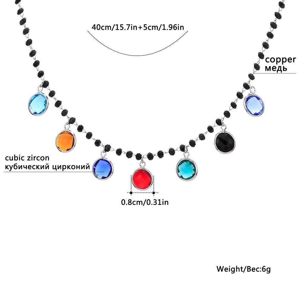 Bohemian Gold Silvery Necklace for Women Charming Colorful Handmade Stone Chain Chockers For Girl Trendy Jewelry Gift