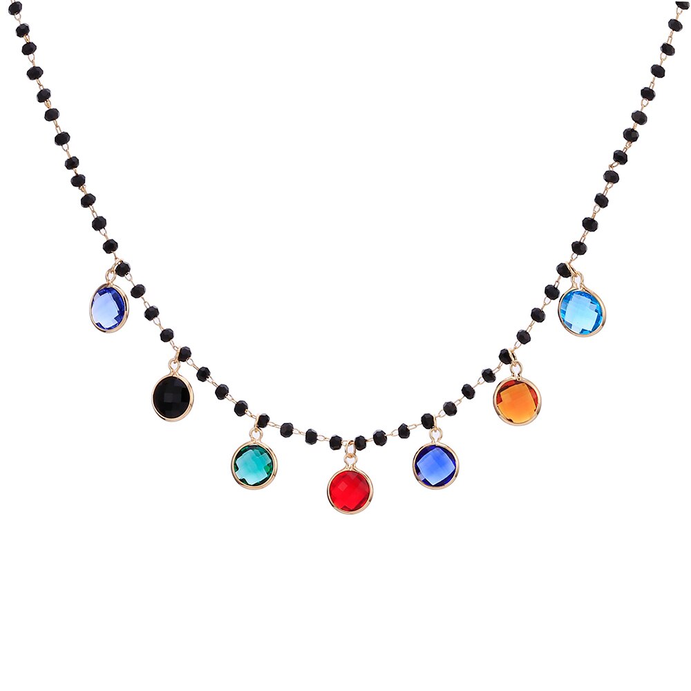 Bohemian Gold Silvery Necklace for Women Charming Colorful Handmade Stone Chain Chockers For Girl Trendy Jewelry Gift