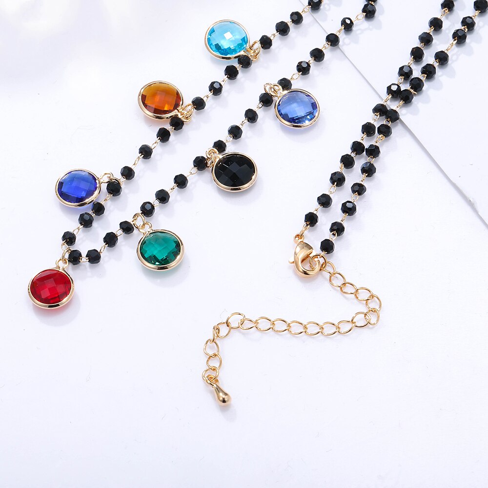 Bohemian Gold Silvery Necklace for Women Charming Colorful Handmade Stone Chain Chockers For Girl Trendy Jewelry Gift