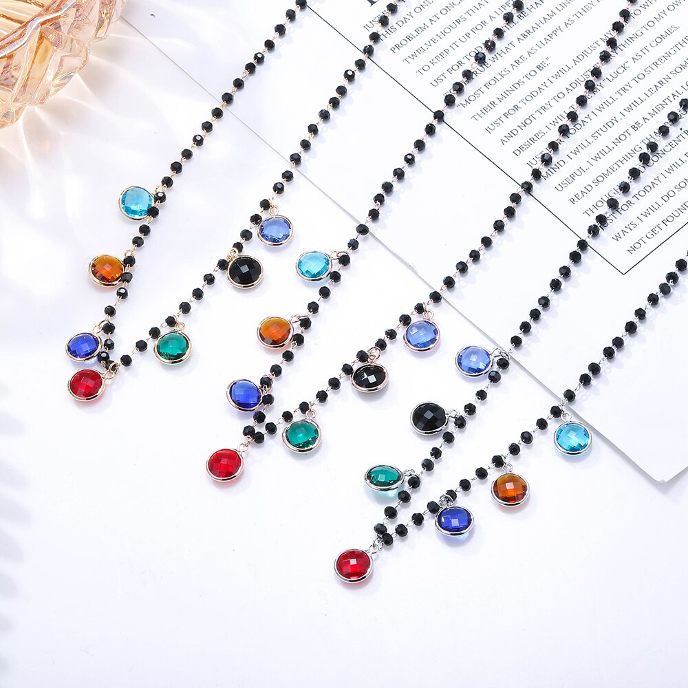 Bohemian Gold Silvery Necklace for Women Charming Colorful Handmade Stone Chain Chockers For Girl Trendy Jewelry Gift