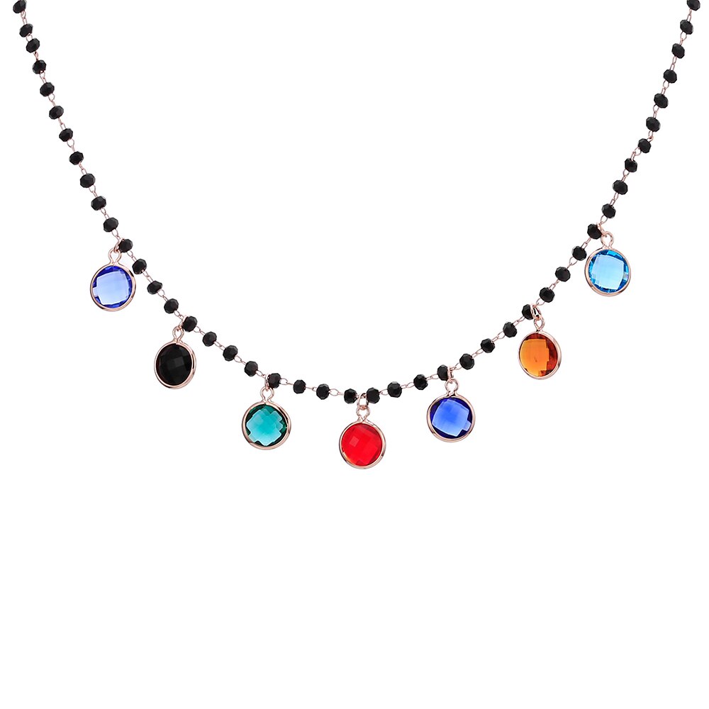 Bohemian Gold Silvery Necklace for Women Charming Colorful Handmade Stone Chain Chockers For Girl Trendy Jewelry Gift