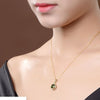 Bohemian Green Crystal Prong Set Pendant Necklace Women's Necklace Trendy Austrian Rhinestone Inlaid Necklace Sliding Pendant