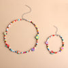 Bohemian Handmade Acrylic Seed Bead Fruit Choker Chain Necklace Bracelet Set for Women Girl Wedding Party Jewelry Gift