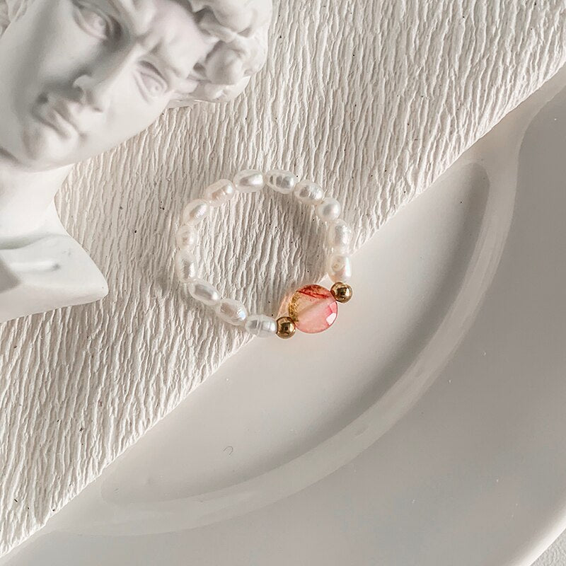 Bohemian Handmade Natural Stone Rings Women with Stainless Steel Bead Multi Color Stretch Rope Party Gifts Ring Adjustable 2020