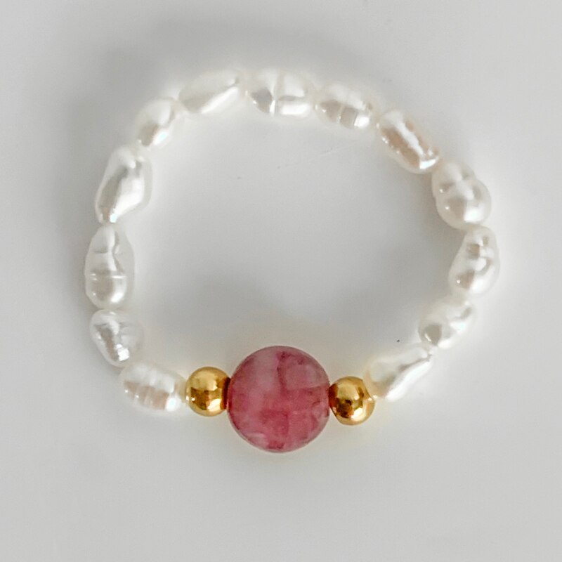 Bohemian Handmade Natural Stone Rings Women with Stainless Steel Bead Multi Color Stretch Rope Party Gifts Ring Adjustable 2020