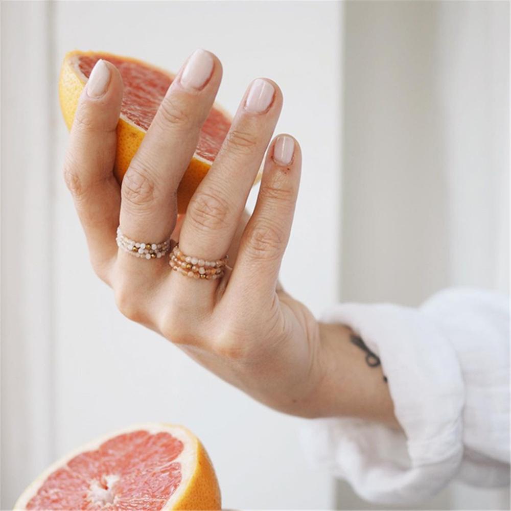 Bohemian Handmade Natural Stone Rings Women with Stainless Steel Bead Multi Color Stretch Rope Party Gifts Ring Adjustable 2020