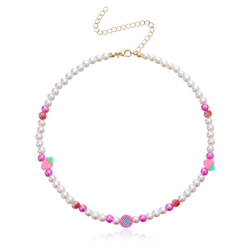Bohemian Handmade Pearl Bead Fruit Choker Chain Necklace for Women Gold Color Collar Wedding Party Jewelry Gift