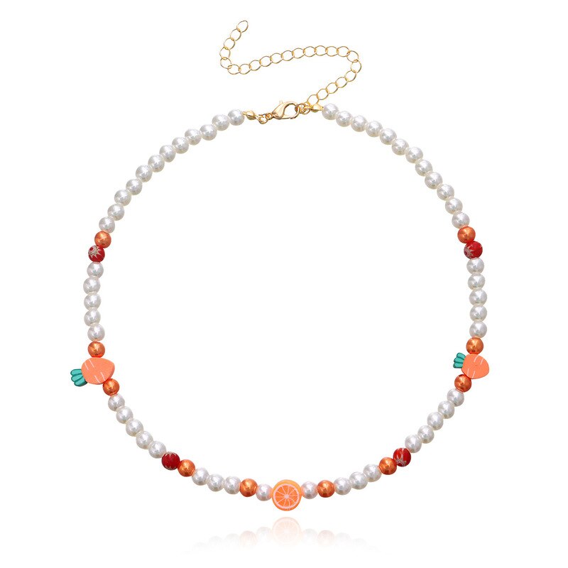 Bohemian Handmade Pearl Bead Fruit Choker Chain Necklace for Women Gold Color Collar Wedding Party Jewelry Gift