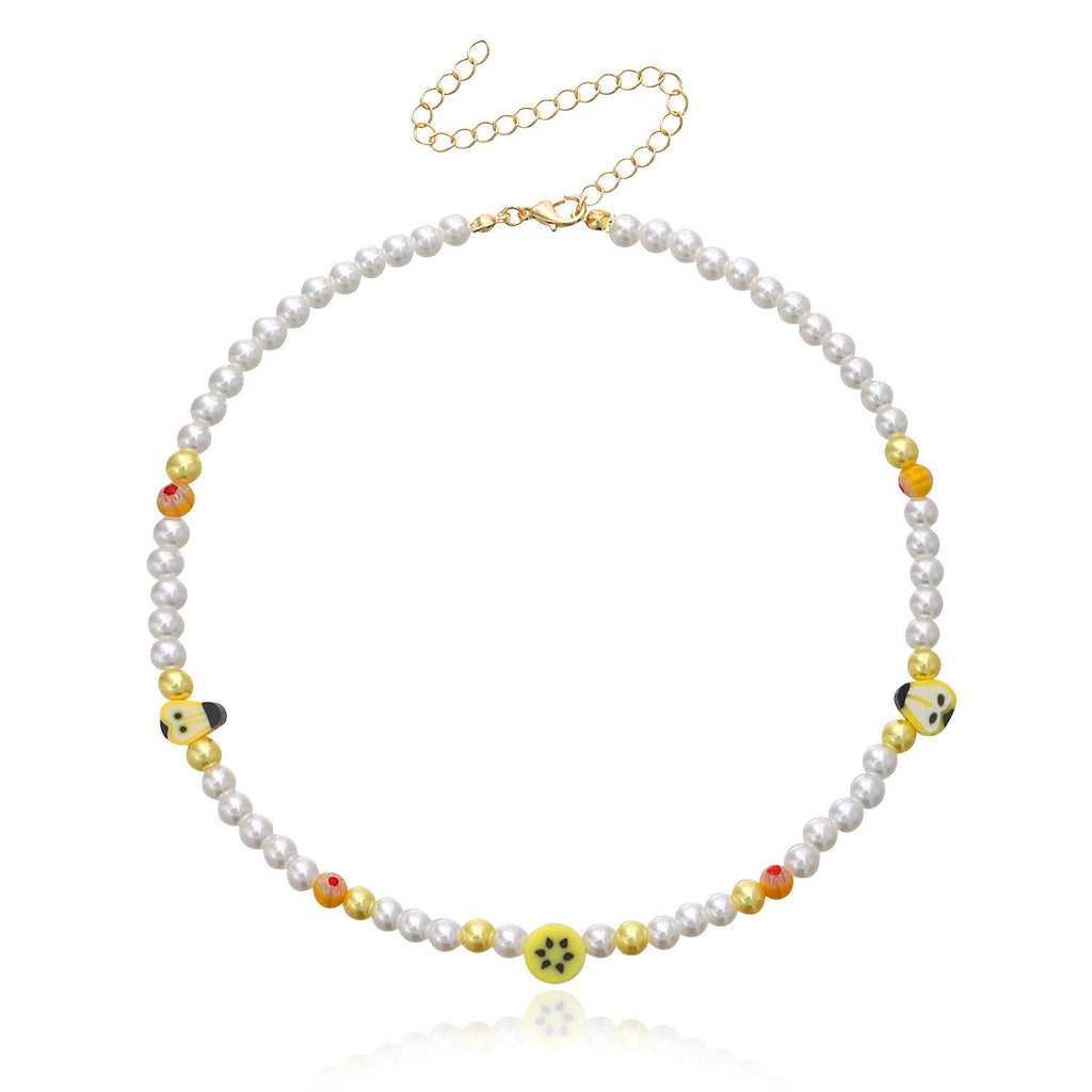 Bohemian Handmade Pearl Bead Fruit Choker Chain Necklace for Women Gold Color Collar Wedding Party Jewelry Gift