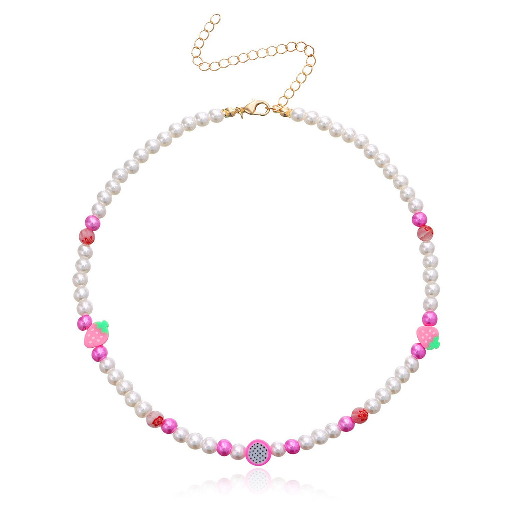 Bohemian Handmade Pearl Bead Fruit Choker Chain Necklace for Women Gold Color Collar Wedding Party Jewelry Gift