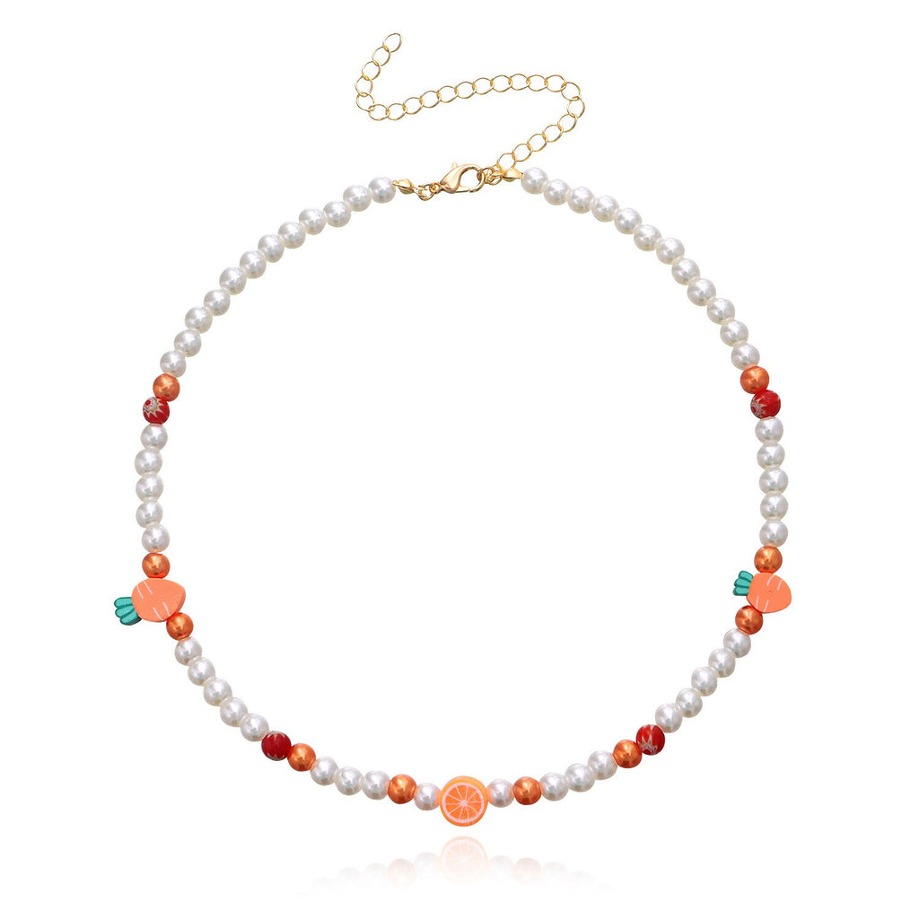 Bohemian Handmade Pearl Bead Fruit Choker Chain Necklace for Women Gold Color Collar Wedding Party Jewelry Gift