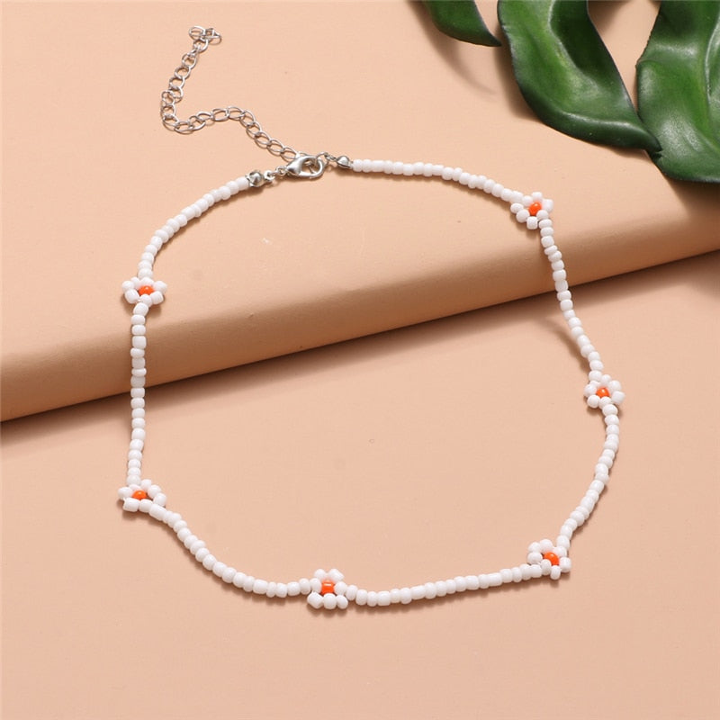 Boho White Daisy Flower Necklace Choker Bracelet Chain Women Party Jewelry  Gifts