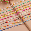 Bohemian Handmade Rainbow Seed Beads Necklace Women Sweet Daisy Acrylic Flowers Beaded Choker Necklace Jewelry Short Necklace