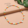 Bohemian Handmade Rainbow Seed Beads Necklace Women Sweet Daisy Acrylic Flowers Beaded Choker Necklace Jewelry Short Necklace
