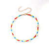 Bohemian Handmade Seed Bead Flower Choker Pendant Chain Gold Color Necklace for Women Girl Wedding Party Jewelry Gift