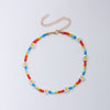 Bohemian Handmade Seed Bead Flower Choker Pendant Chain Gold Color Necklace for Women Girl Wedding Party Jewelry Gift