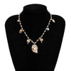 Bohemian Jewelry Nature Cowry Pendant Necklace Imitation Pearl Beaded Chain Hawaii Necklace for Holiday Beach