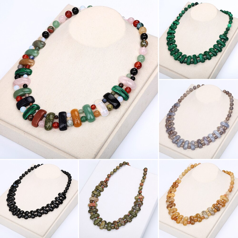 Bohemian Maxi Necklace Women Brazil Natural Stone Beads Chain Resin Vintage Statement Choker Necklace Pendant Jewellery Fashion