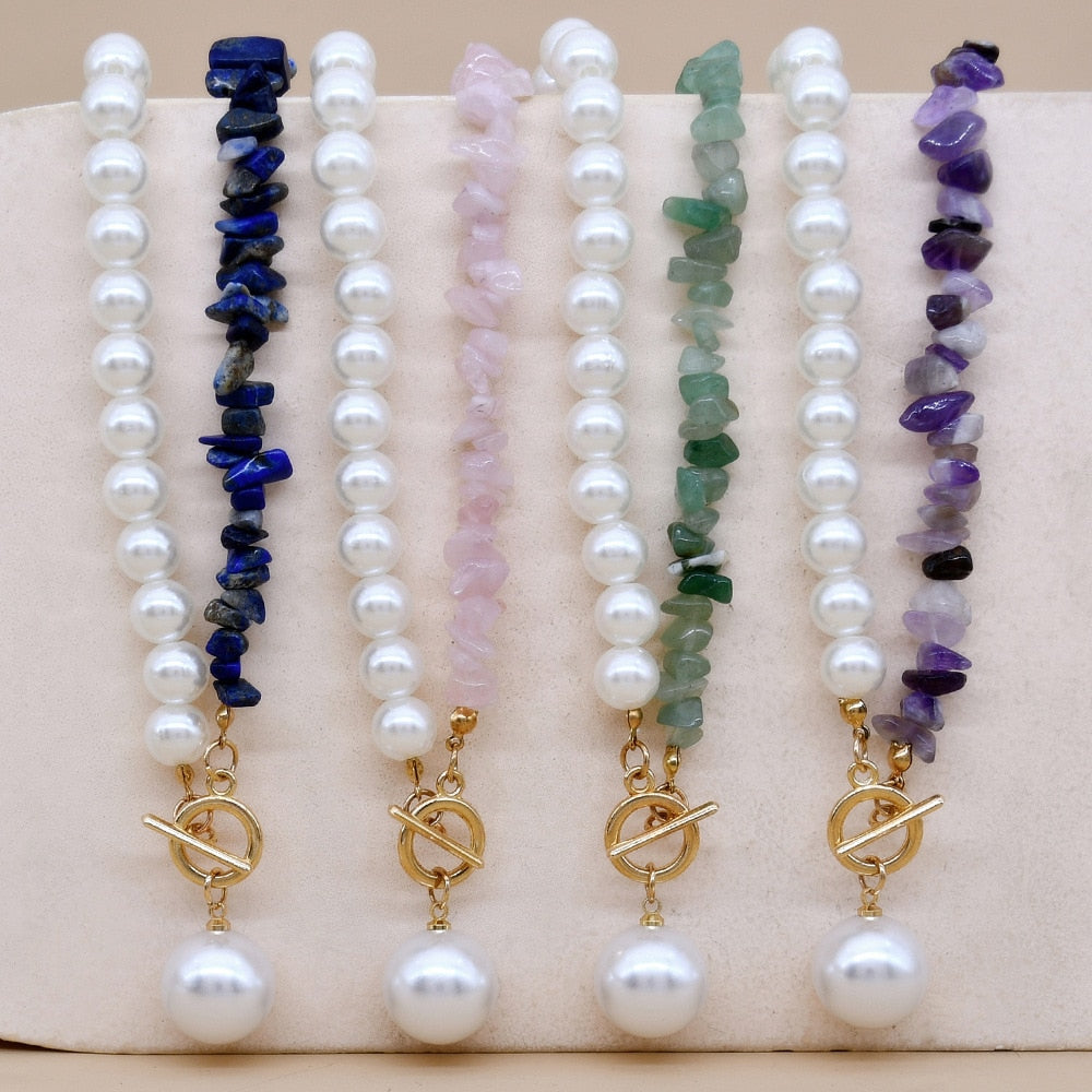 Bohemian Natural Stone Simulated Pearl Choker For Women Colorful Handmade Beads Collar Necklace Jewelry Gift Accessories