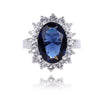 Bohemian Oval Blue Crystal Inlaid Ring Wedding Engagement Women's Ring Rhinestone Jewelry Party Accessorie Size 6-10