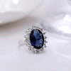 Bohemian Oval Blue Crystal Inlaid Ring Wedding Engagement Women's Ring Rhinestone Jewelry Party Accessorie Size 6-10